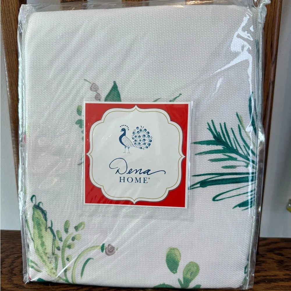 Dena Home Evergreen Fabric Shower Curtain – Red/Green Botanical Floral Birds